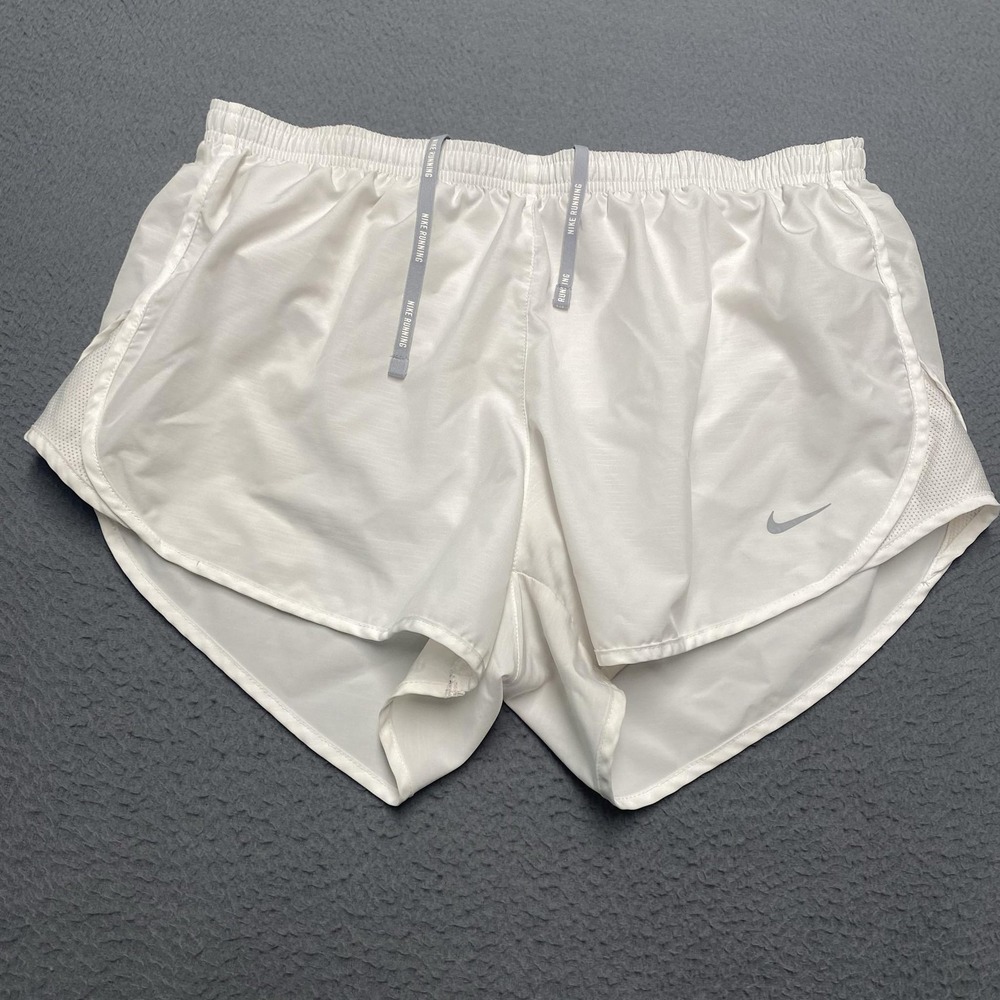 Nike Shorts Womens Large White Dri-FIT Running Split 4 In Lined 895116-100